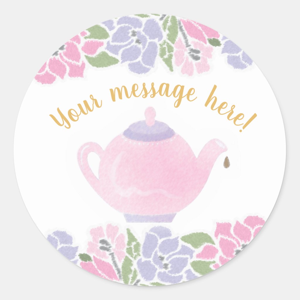 Teapot Baby Shower Watercolor Classic Round Sticker