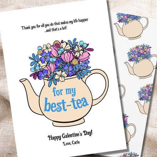 Teapot Bestie Galentines Valentines Day Holiday Card