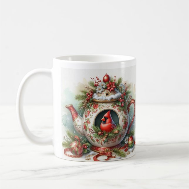 Teapot Birdhouse Cardinal 5 Coffee Mug (Left)