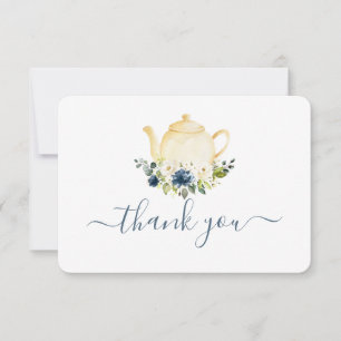 Teapot blue Floral thank you card