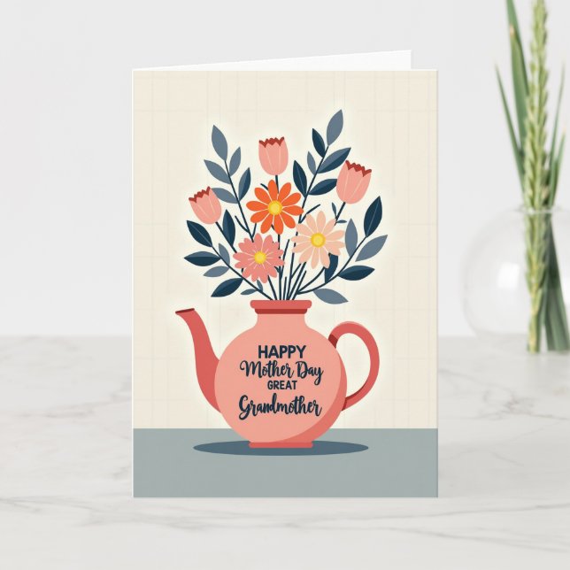 Teapot Bouquet Mothers Card (Front)