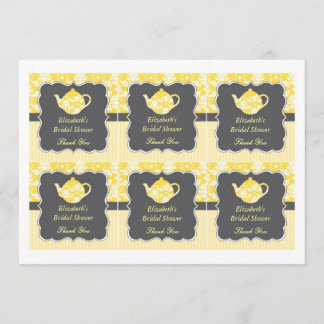 Teapot Bridal Shower Favor Tags Invitation