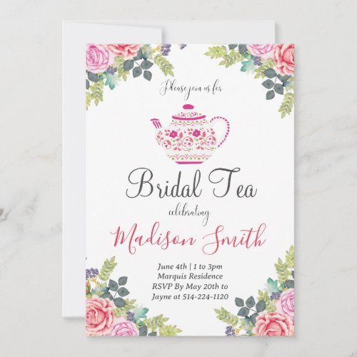 Teapot Bridal Shower Tea Party Invitation 