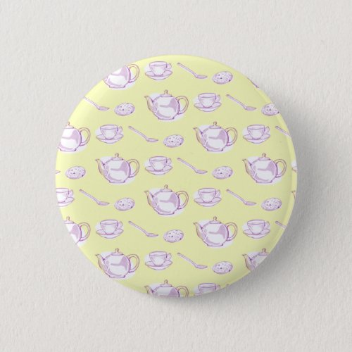 Teapot cup and saucer pattern button