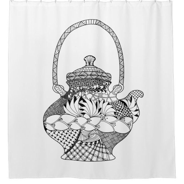 Teapot Doodle Shower Curtain (Front)