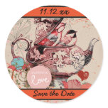 Teapot Fantasy Grunge Save the Date Round Stickers
