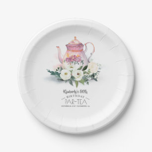 Teapot Floral Birthday Par-Tea Paper Plates