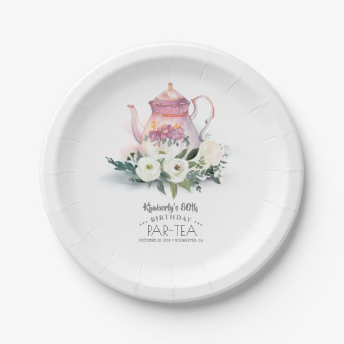 Teapot Floral Birthday Par_Tea Paper Plates