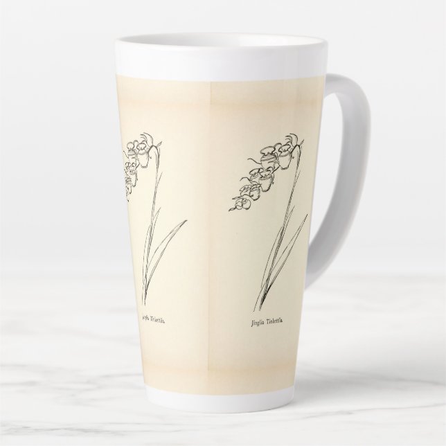 Teapot flower plant vintage illustration whimsical latte mug (Right Angle)