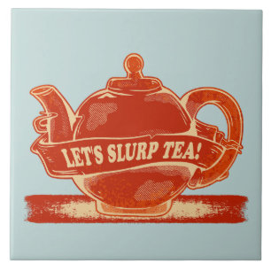 Teapot Funny Drinking Tea Ceramic Tile