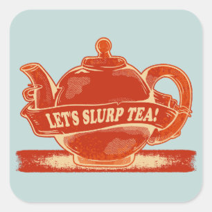 Teapot Funny Drinking Tea Square Sticker