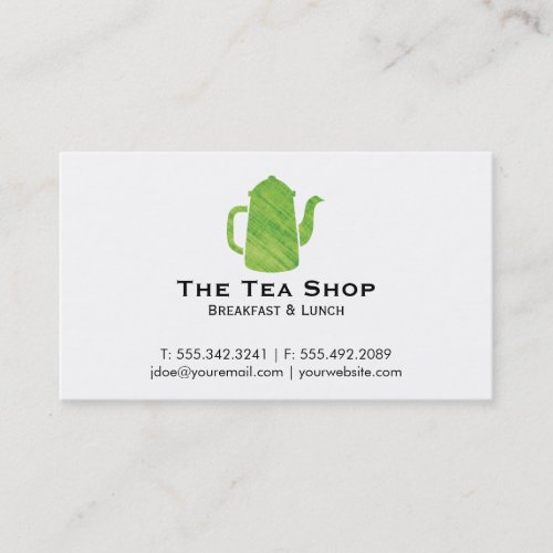 Teapot  Green Texture 2 Business Card