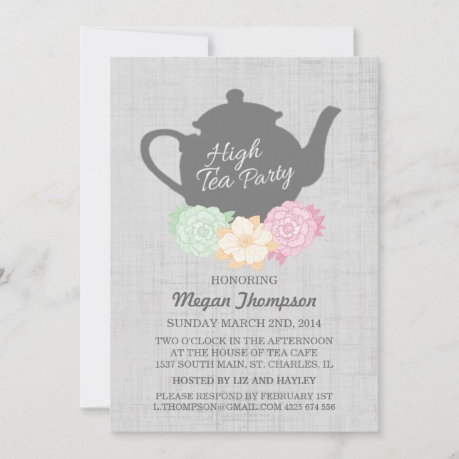 Teapot High Tea Invitation (Front)