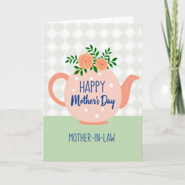 Teapot Illustration Mothers Card (Front)