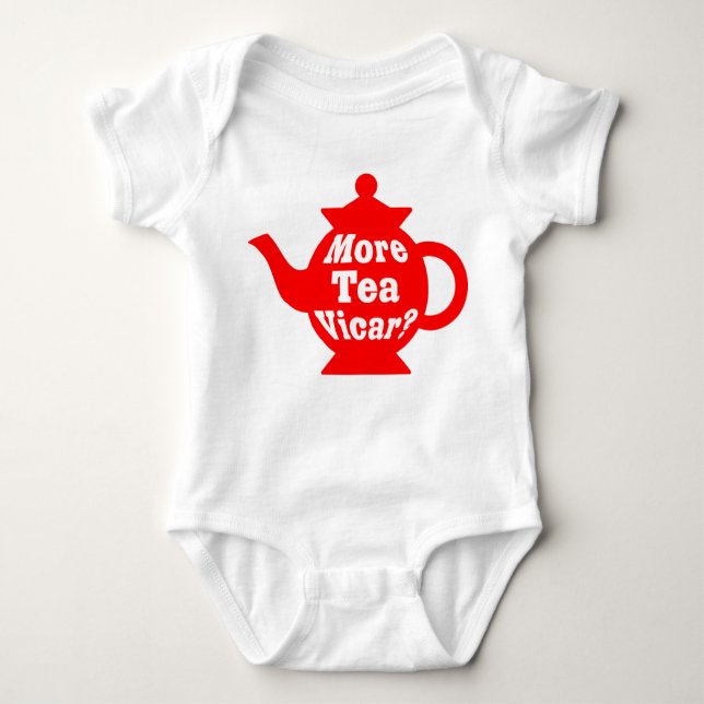 Teapot - More tea Vicar? - Red and White Baby Bodysuit (Front)