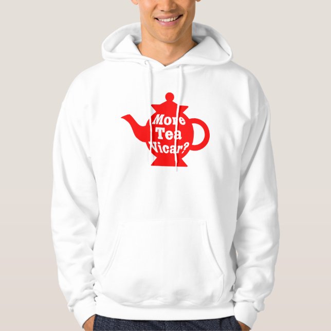 Teapot - More tea Vicar? - Red and White Hoodie (Front)