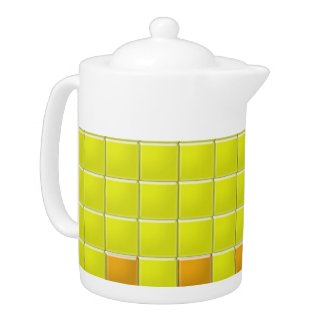 Teapot - Mosaic Squares in Yellow