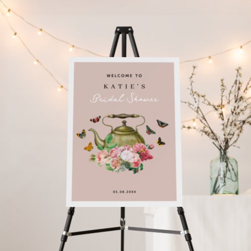 Teapot Party Pink Floral Butterflies Bridal Shower Foam Board