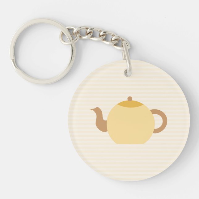 Teapot Picture in Neutral Colors. Keychain (Front)