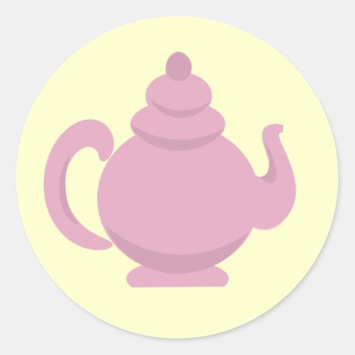 Teapot Pink and Yellow Classic Round Sticker