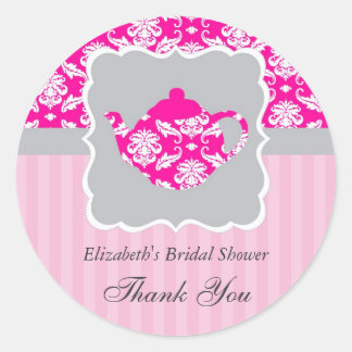 Teapot (Pink/Grey) Favor Seal Sticker