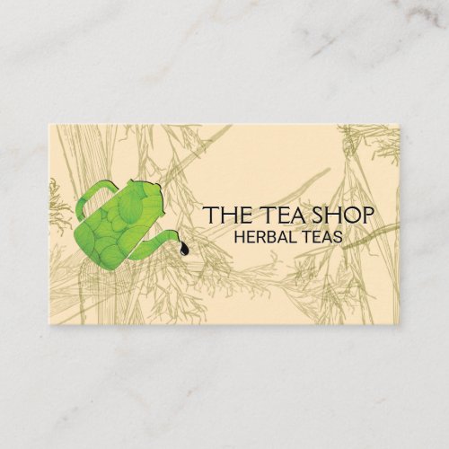 Teapot Pour  Herbal Plants Mini Business Card