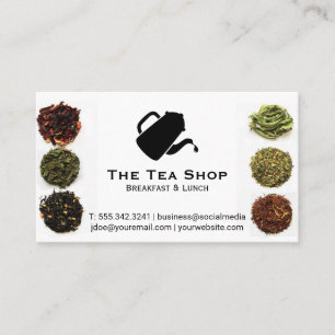 Teapot Pour Logo Tea Leaves Business Card