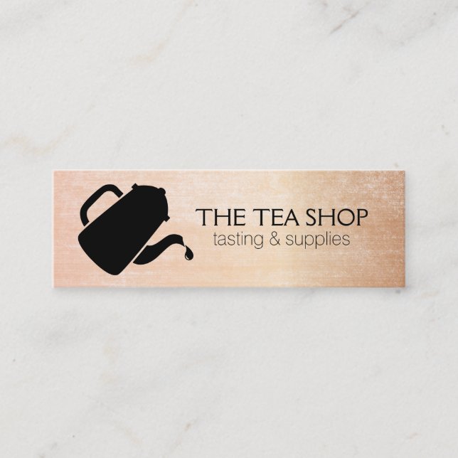Teapot Pour | Metallic Texture Mini Business Card (Front)