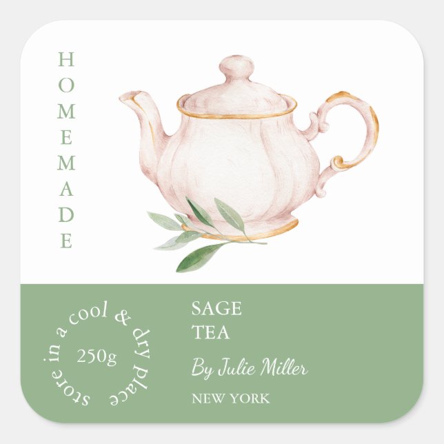 Teapot Sage Tea Label (Front)