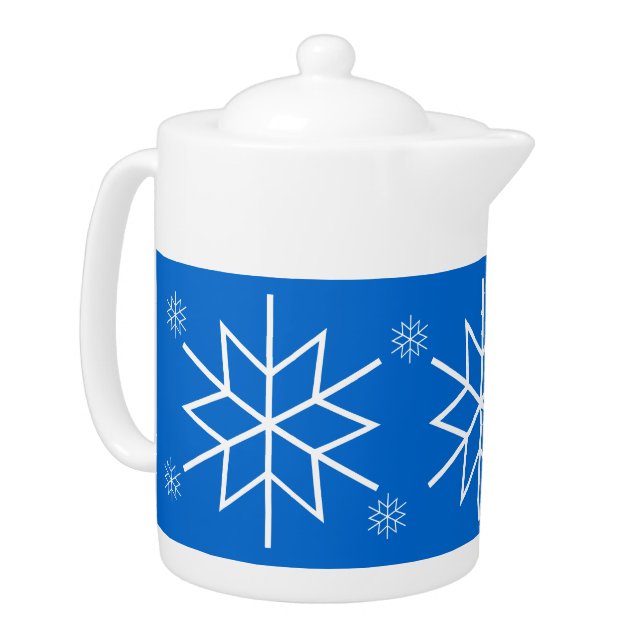 Teapot - Snowflakes in White (Left)