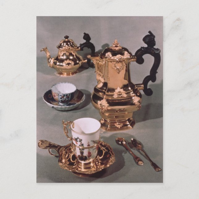 Teapot, sugar bowl, chocolate pot and mug postcard (Front)