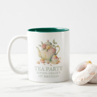 Teapot & Tea Cups Whimsical Wildflowers Custom Mug