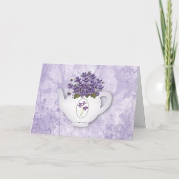 Teapot Violets Large Font Birthday Card by PinkiesEZ2C at Zazzle