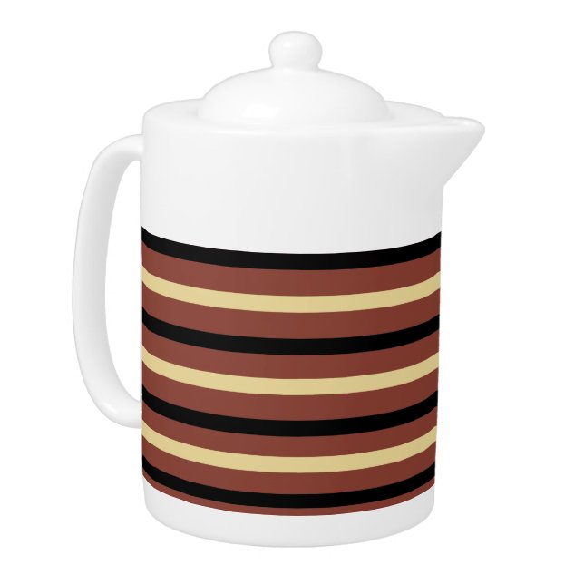 Teapot with Black, Beige and Brown Stripes (Left)