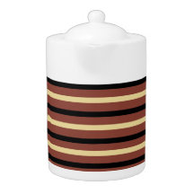 Teapot with Black, Beige and Brown Stripes