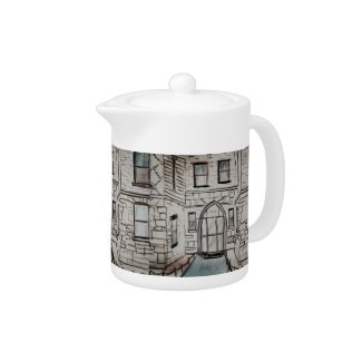 Teapot with City Building Art