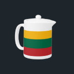 Teapot with flag of Lithuania<br><div class="desc">Add a touch of Lithuanian pride to your tea time with this beautifully designed teapot featuring the flag of Lithuania! Crafted with precision, this teapot proudly showcases the bold yellow, green, and red stripes of the Lithuanian flag, bringing both style and heritage to your table. The vibrant colors make it...</div>