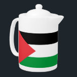Teapot with flag of Palestine<br><div class="desc">Brew your favorite tea with cultural pride using this elegant teapot featuring the flag of Palestine! Crafted from high-quality ceramic, this teapot showcases the bold red, white, black, and green of the Palestinian flag wrapped gracefully around its body. Its generous capacity and ergonomic handle make it perfect for serving multiple...</div>