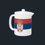 Teapot with flag of Serbia<br><div class="desc">Add a touch of Serbian pride to your tea time with this elegant teapot featuring the flag of Serbia! Designed for both function and national pride, this stylish teapot showcases the vibrant colors and emblem of the Serbian flag, making it a meaningful and eye-catching addition to any kitchen or dining...</div>