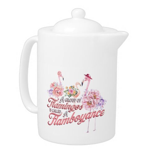 Teapot with flamboyant flamingos  A group 