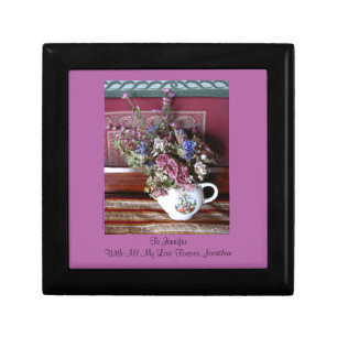 Teapot with Flowers Gift Box, Orchid, Purple Box