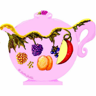 Teapot With Fruit And Leaves Photo Sculpture Pin