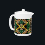 Teapot with Jamaican Colors Design<br><div class="desc">Add a touch of Jamaican pride to your tea time with a teapot featuring Jamaican colors, designed with a modern 3D-like porcelain effect and jewelry-inspired details! This stunning teapot showcases the vibrant black, green, and gold of Jamaica’s flag in a contemporary design, elevated with a 3D-like porcelain finish and intricate...</div>