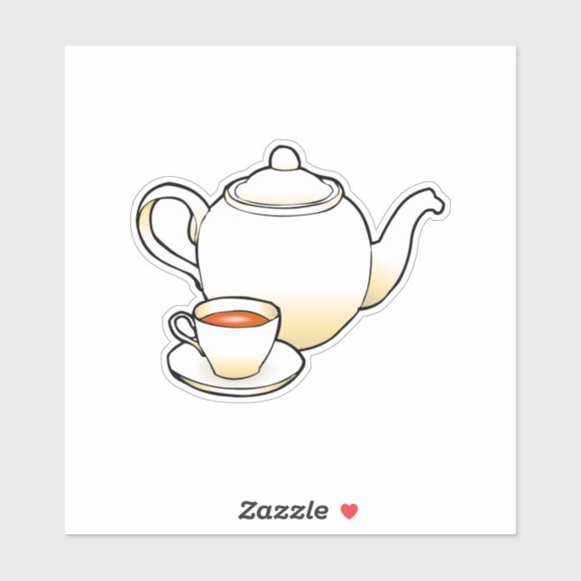 Teapot with teacup sticker (Sheet)