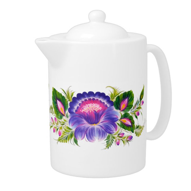 Teapot with Ukrainian floral design (Right)