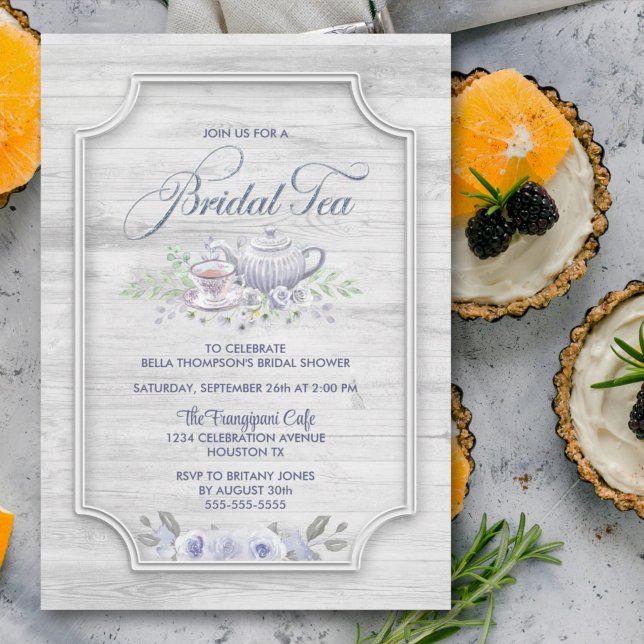 Teapot Wood Bridal Tea Bridal Shower Invitation (Creator Uploaded)