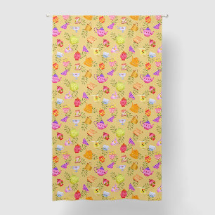 Teapots and Cups Garden Mustard Blackout Curtains
