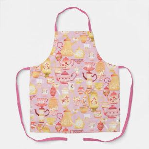 Teapots and Cups Peach Kitchen Towels Apron