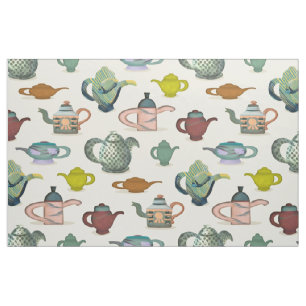 Teapots - fancy painted tea pots on fabric