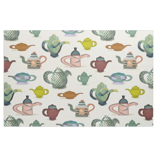 Teapots - fancy painted tea pots on fabric